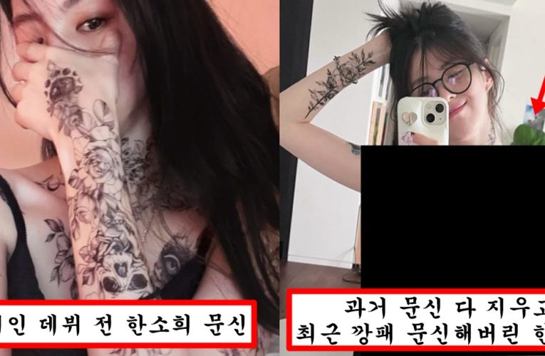 팬들이 타투 이상하다고 하니까 기싸움 하듯이 칠성파 깡패마냥 온몸 전신 문신 해버린 한소희